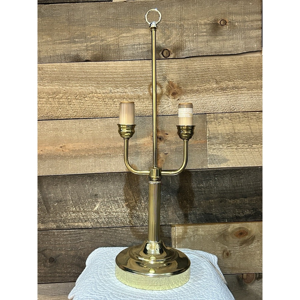 Vintage Brass Bouillotte Double Arm Student Library Table/Desk Lamp 19.75" Tall
